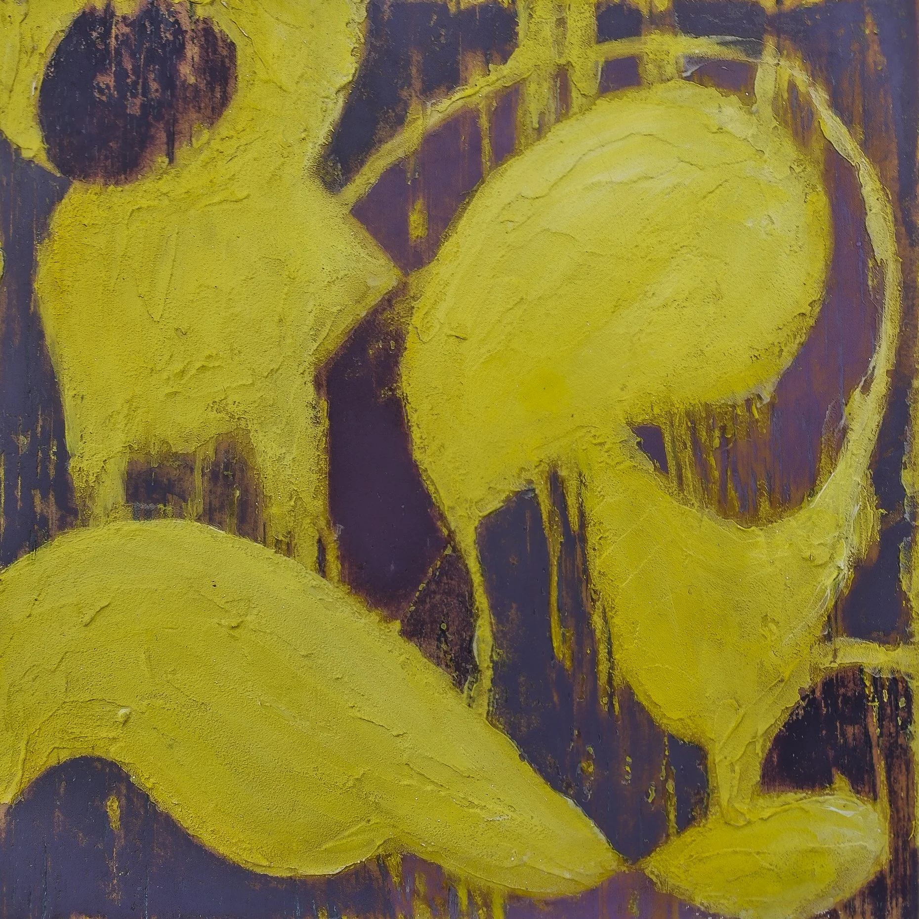 Painting -Design Purple & Yellow texture with Acrylic on wood - College Series- Leslie M. Guzman.jpg