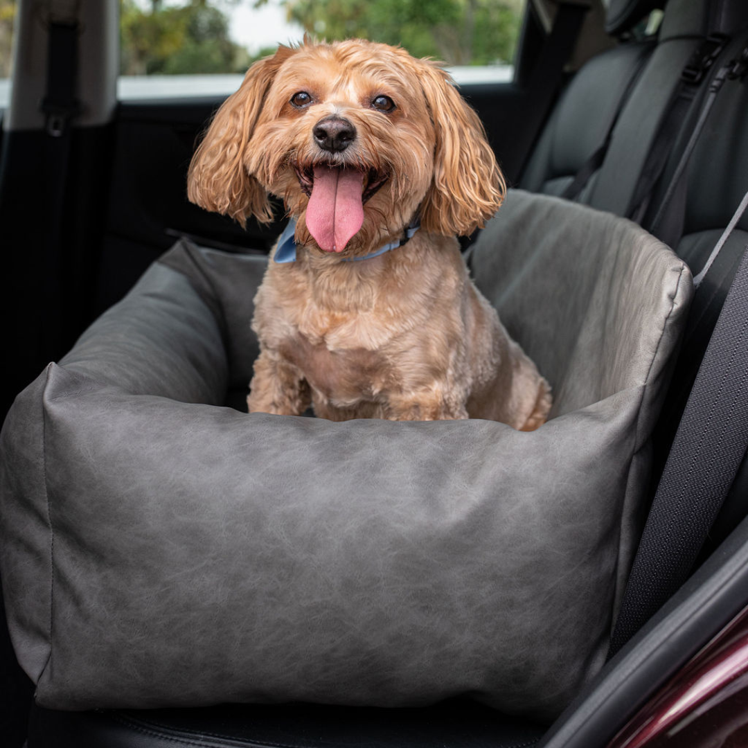 Faux Cool-to-Touch Vegan Leather Memory Foam Dog Car Bed