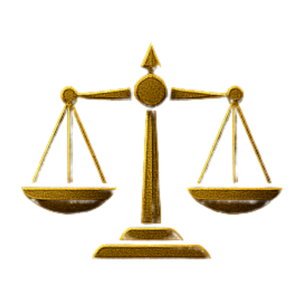 A gold-colored balance scale symbolizing justice or fairness.