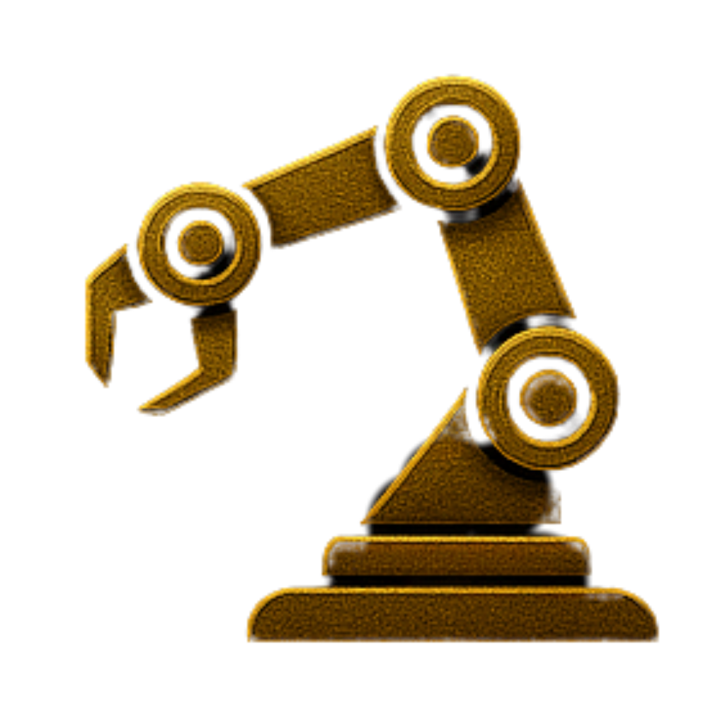 Golden robotic arm.