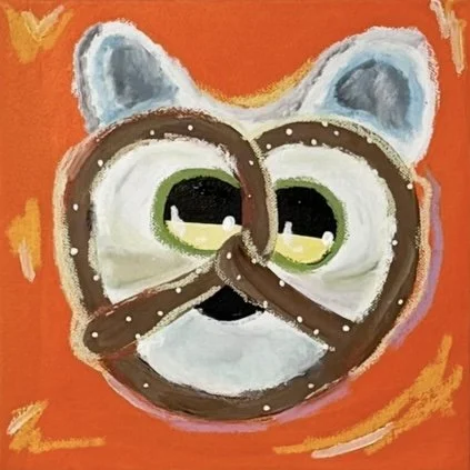 Crunchy Pretzel Filter, 2025
acrylic & oil pastels on canvas 24 x 24 cm