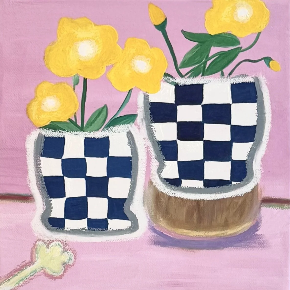 Two Vases, 2025
acrylic & oil pastels on canvas 22 x 22cm