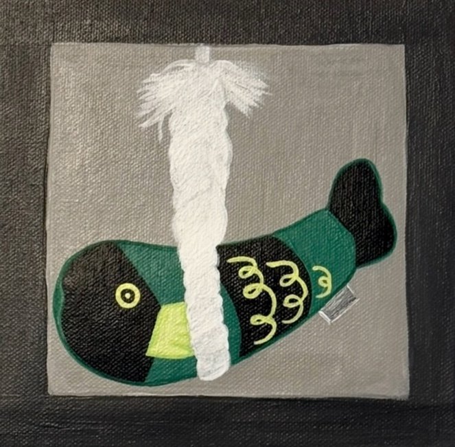Fortune Fish Series - Steady Wealth, 2025
acrylic on canvas                                                  18x 18cm
