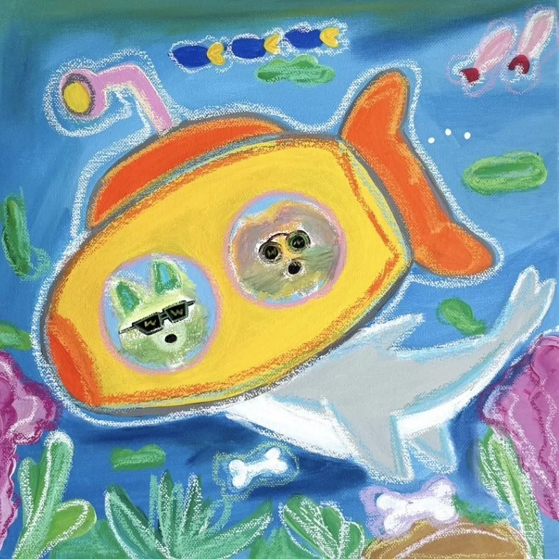 Things We Drew, 2025
acrylic & oil pastels on canvas                                32x 32 cm