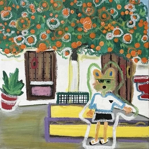 Orange Tree in Frigiliana, 2025
acrylic & oil pastels on canvas 27 x 27 cm