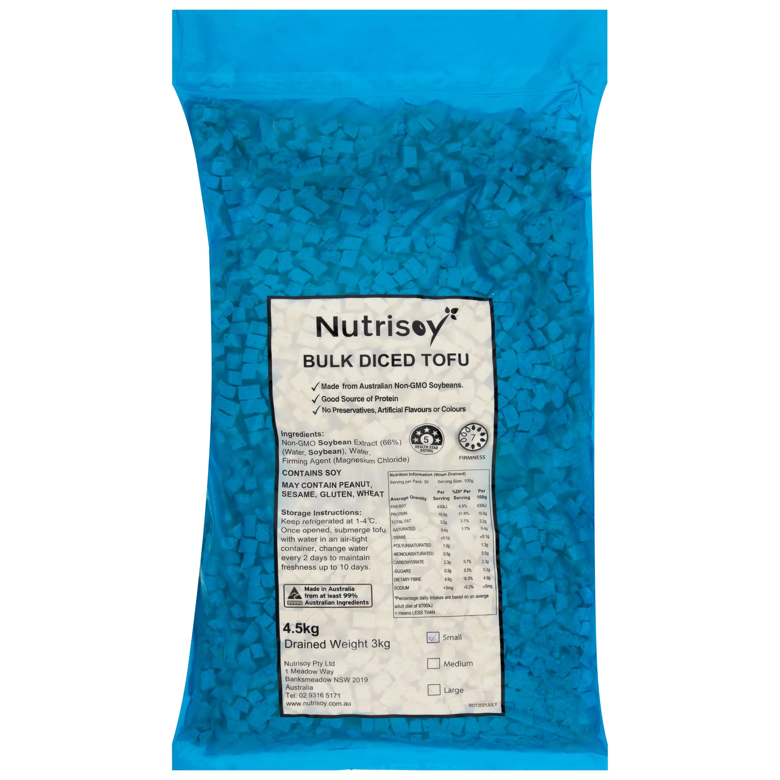 Nutrisoy Bulk Diced Tofu 3kg