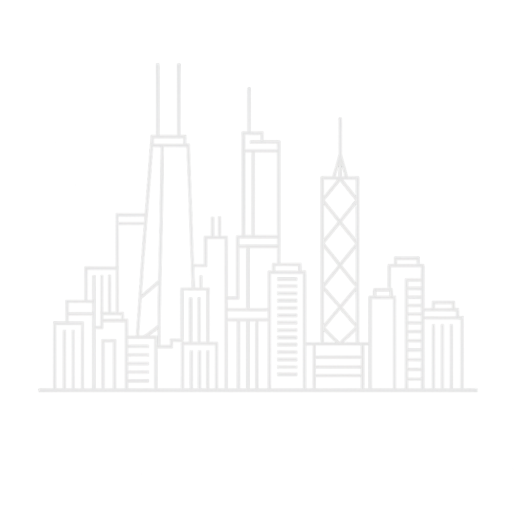 Neon outline of chicago skyline against a dark background, featuring tall skyscrapers. Representing Chicagoland based-business.