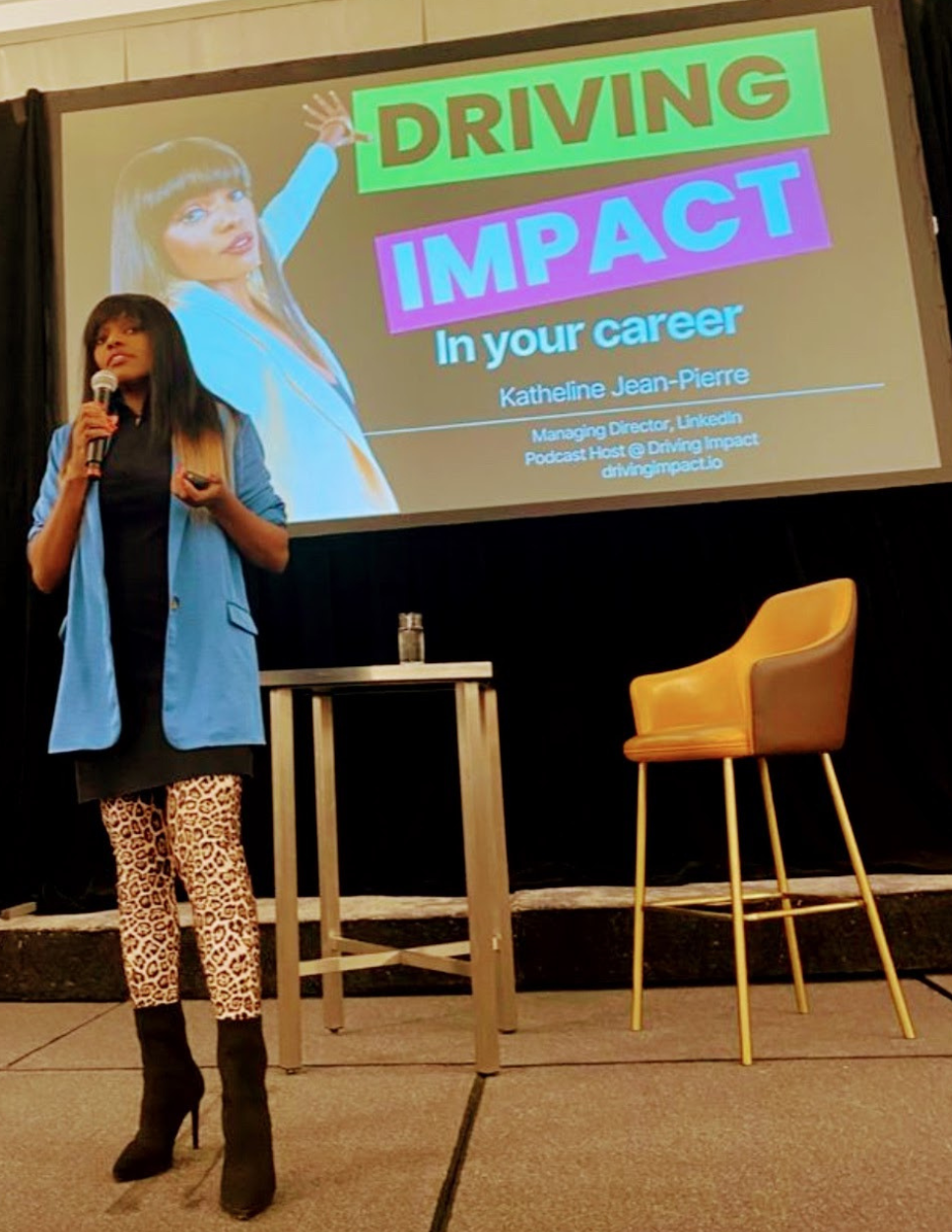 Katheline Jean-Pierre speaking on global stages at Google, Linkedin, Deloitte, Yahoo, Barclays, TIAA, Bank of America and other places. She is a keynote speaker, a global public speaker on Career and AI acceleration. 