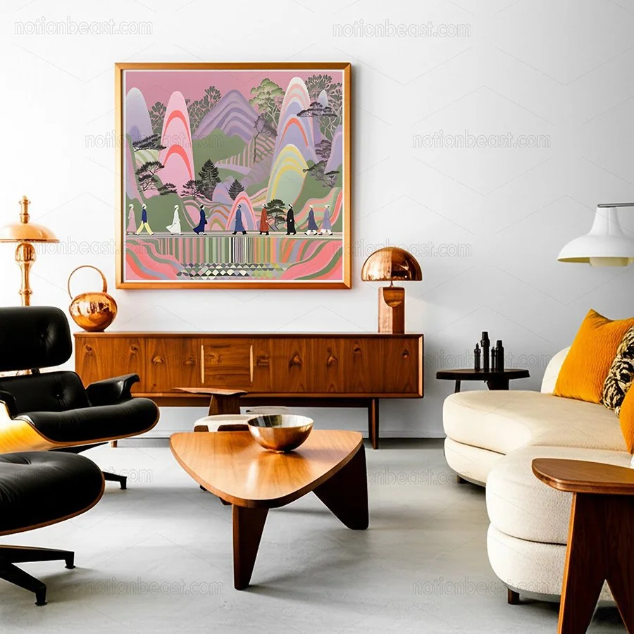 Pastel Mountain Walk 5834 Print/Float Framed Canvas