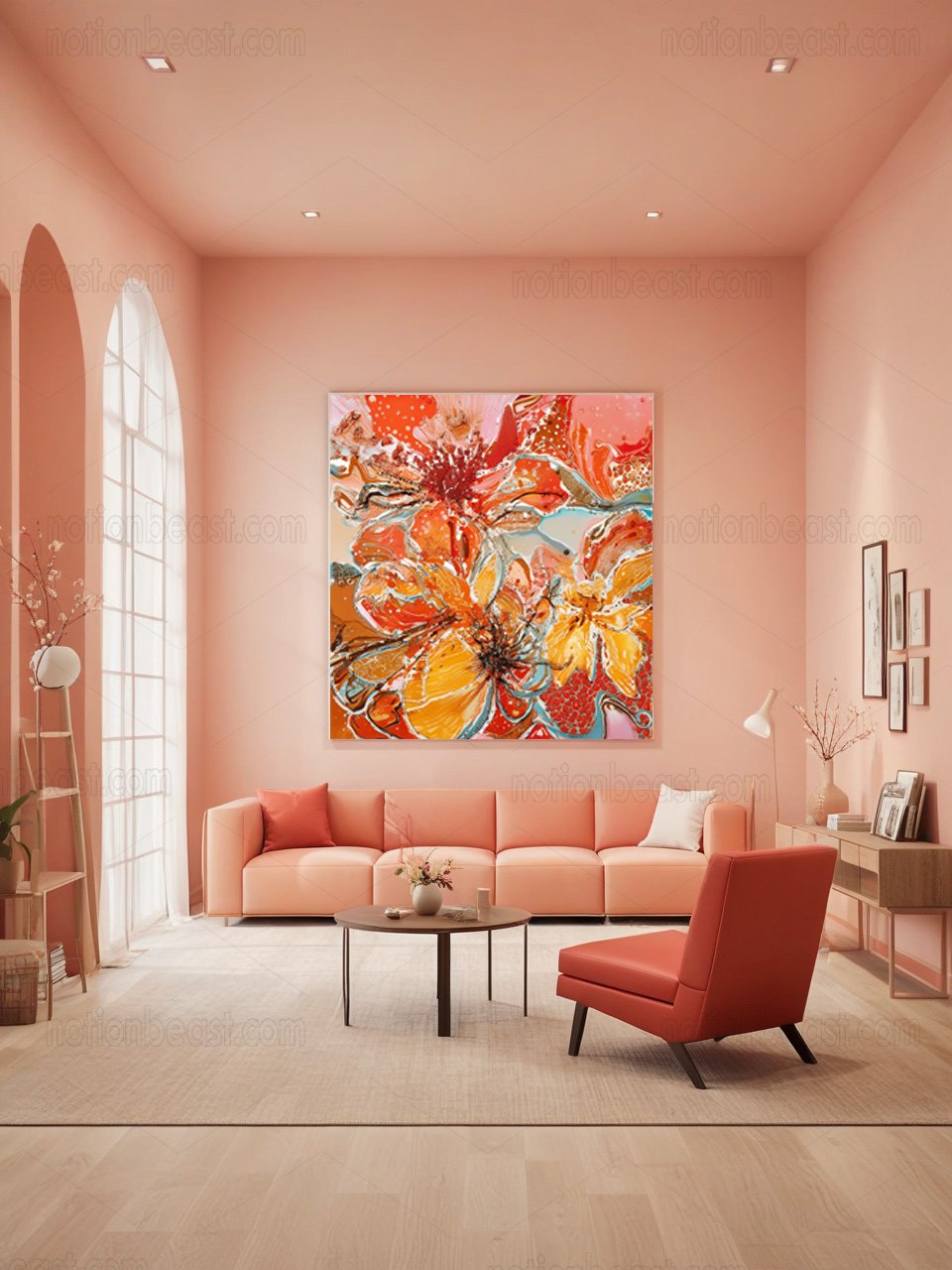 Pleasant Blooming Floral Float Framed Canvas