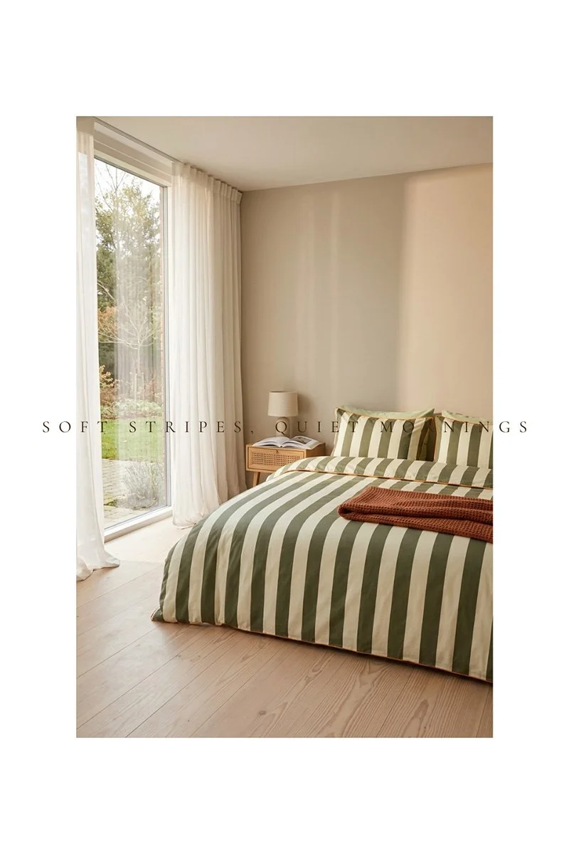 Line Striped Cotton Sateen Duvet Set
