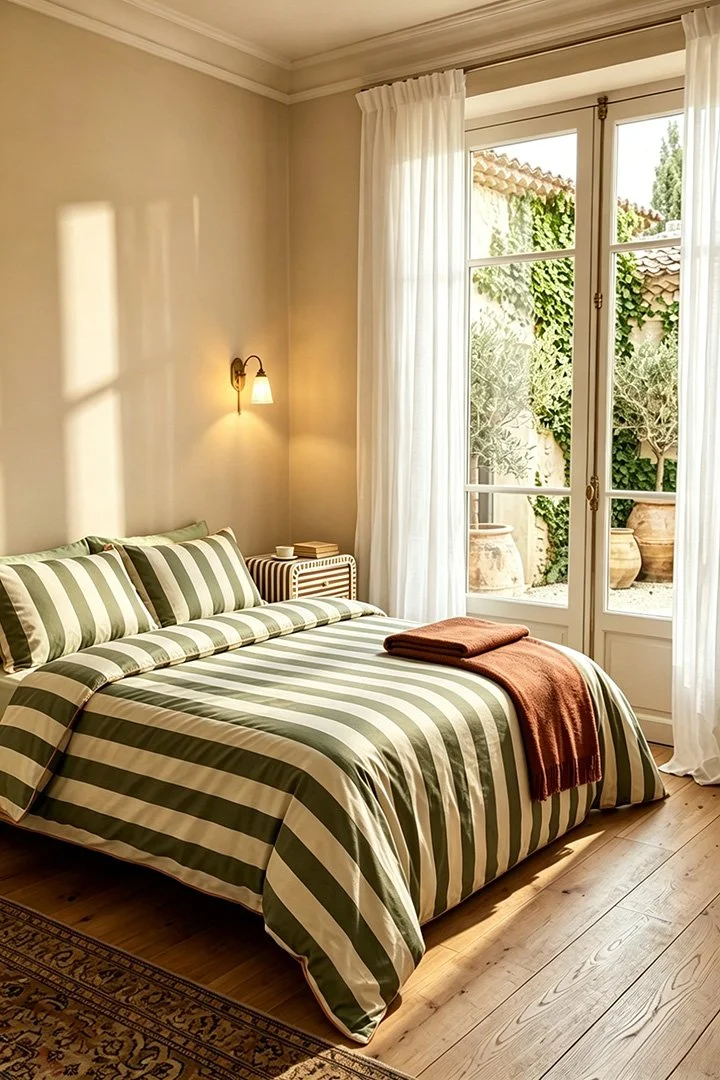 Line Striped Cotton Sateen Duvet Set