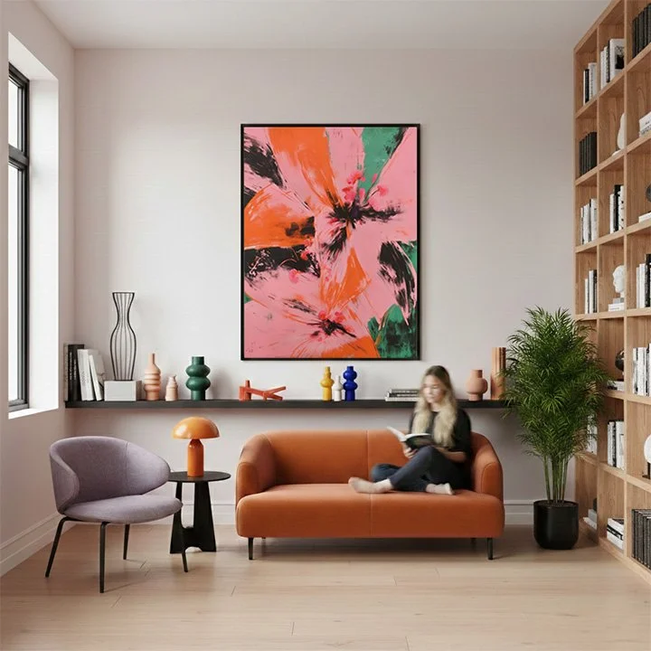 Abstract Lily Print/Float Framed Canvas
