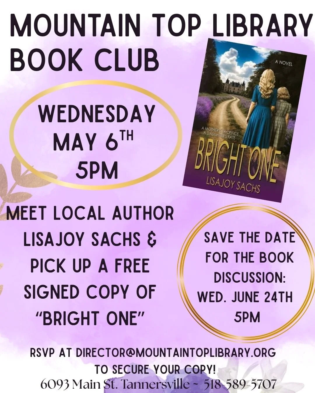 Bright One Book Club Discussion. Mountain Top Library 