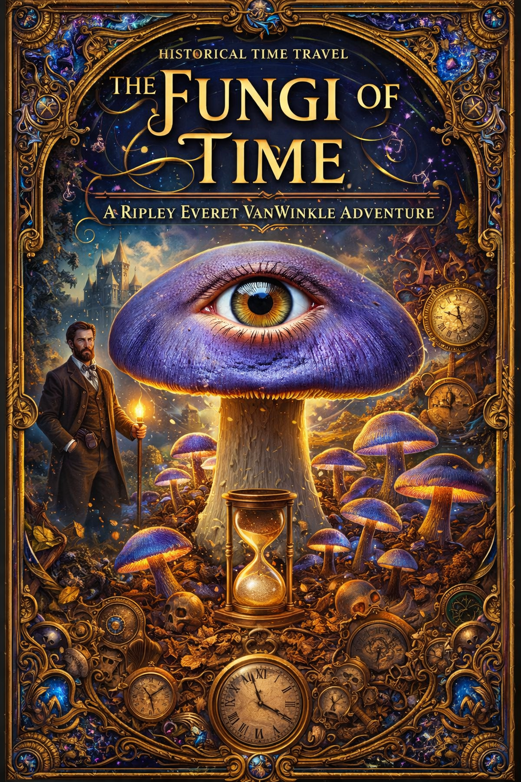 Book cover for The Fungi of Time: A Ripley E. VanWinkle Adventure by Lisajoy Sachs.