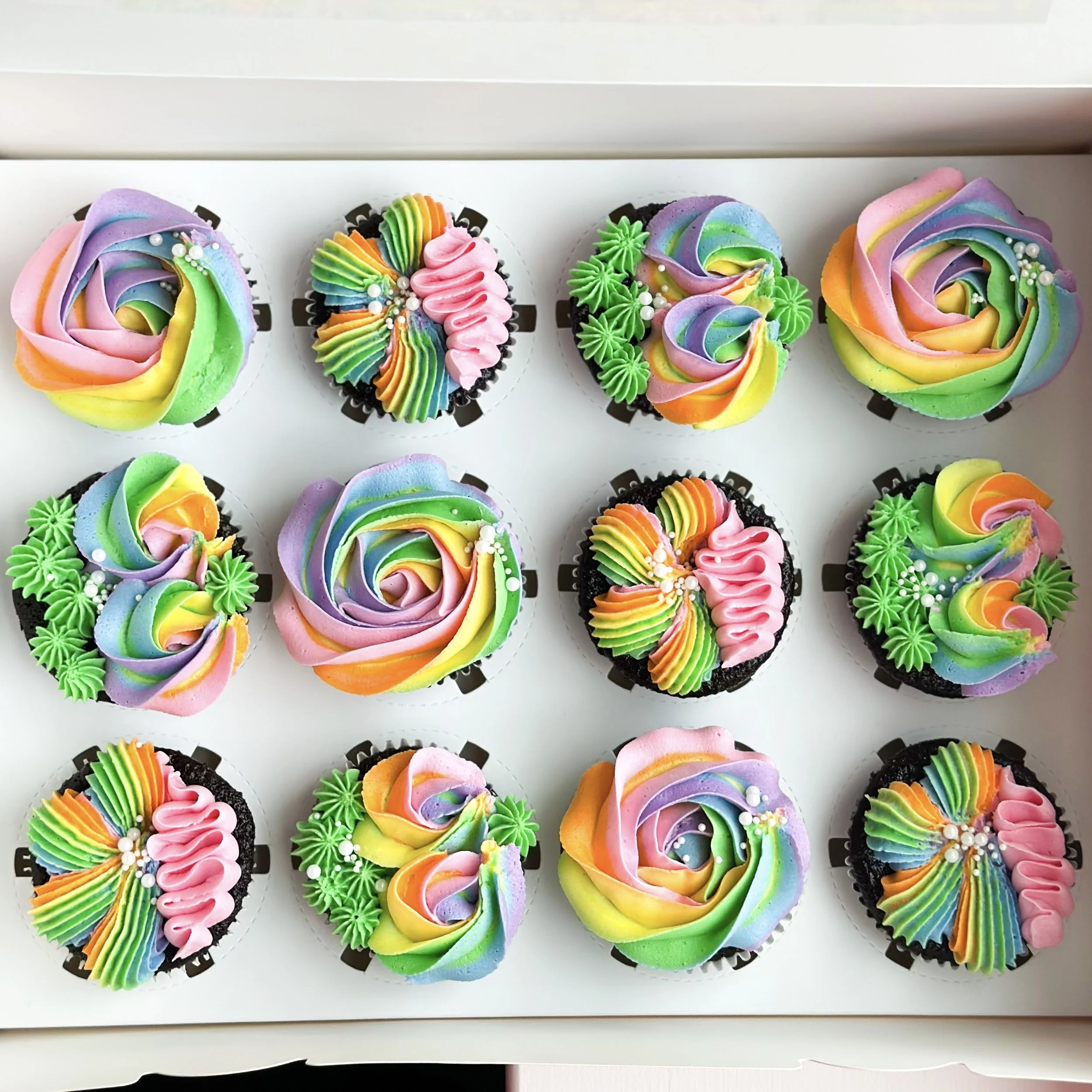 rainbow chocolate cupcakes