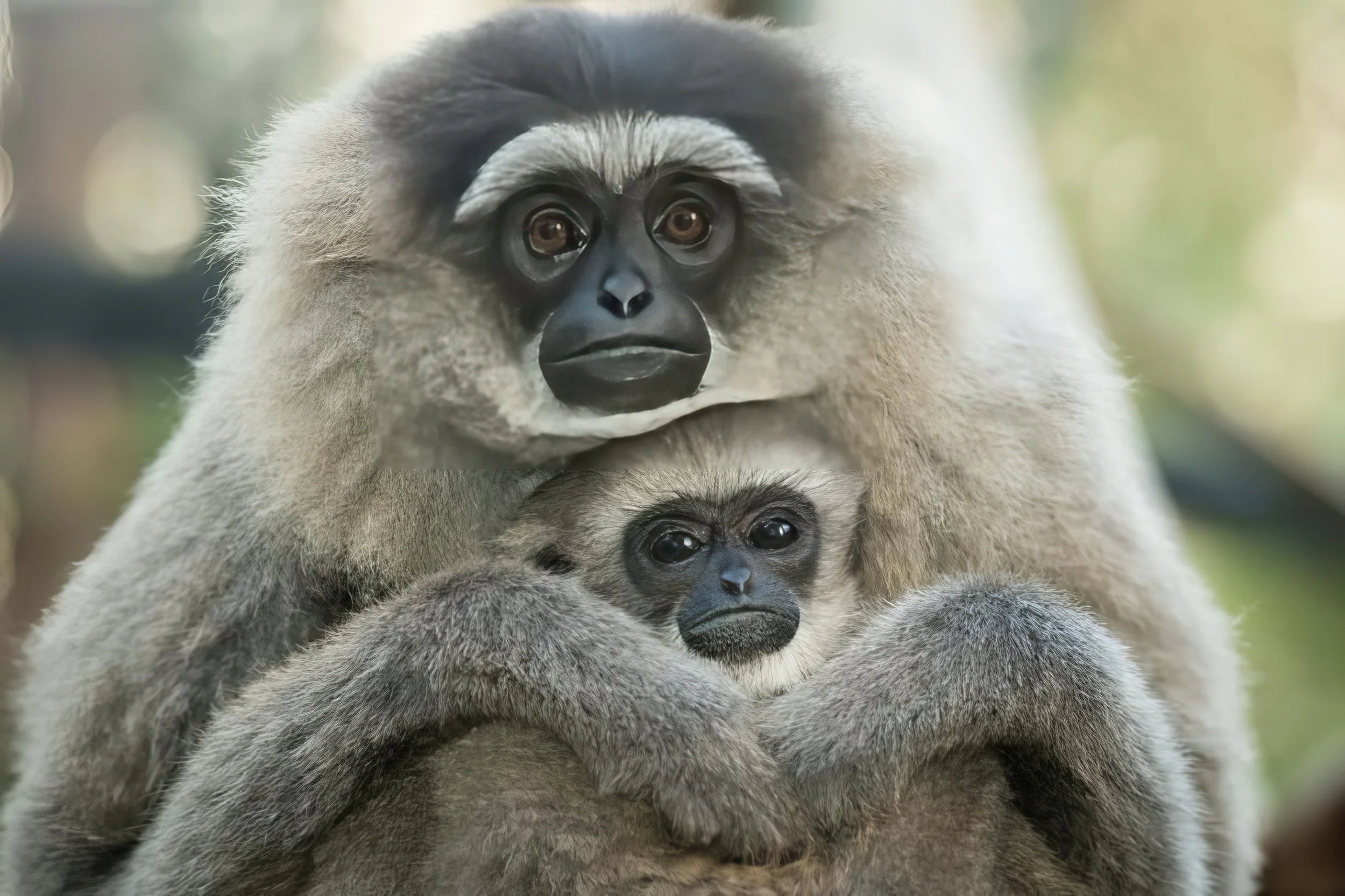 Silver Gibbon with Baby