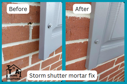 Mortar fix on storm shutters