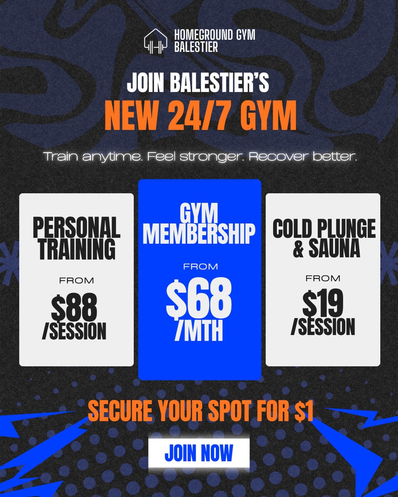 Balestier, we&rsquo;re coming to you.

🔥 Pre-sale is LIVE
💪 24/7 gym access from $68/month
❄️ Cold plunge &amp; sauna from $19
🏋️ Personal training from $88

Lock in your founding rates today.
Sign up now for just $1.
🔗 Link in bio.

Opening May 