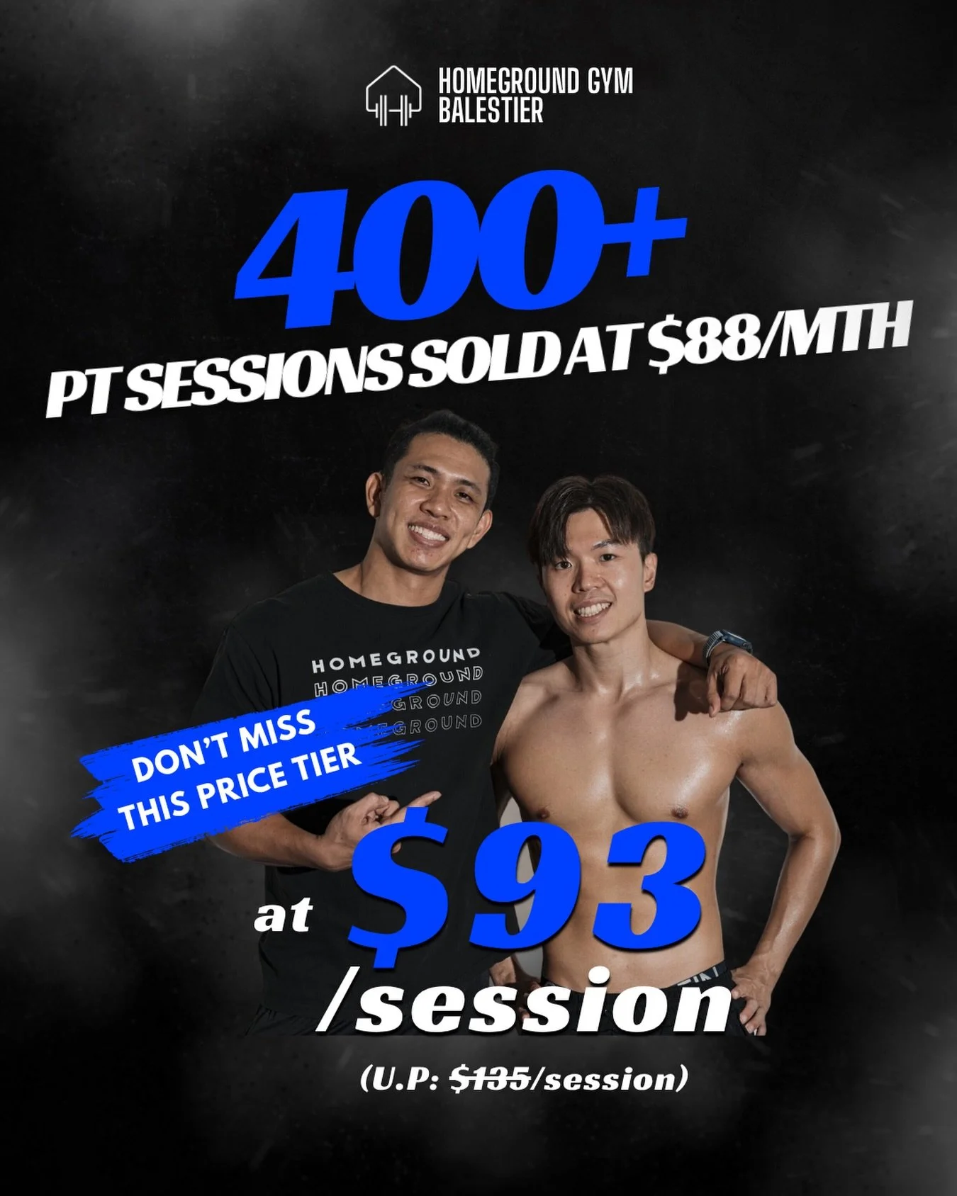 400+ PT sessions sold at our $88 launch rate. 🔥

That tier is now fully gone.

We&rsquo;re opening up a new batch of limited PT slots at $93/session before prices go up again.

Whether you&rsquo;re looking to build strength, train with proper struct