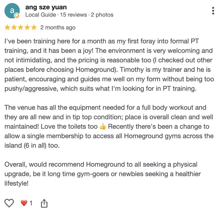 Senior personal training client experience at Homeground Gym