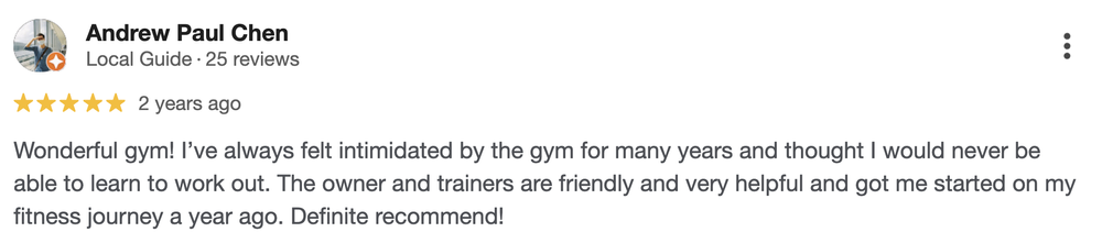 Homeground Gym client testimonial from Andrew