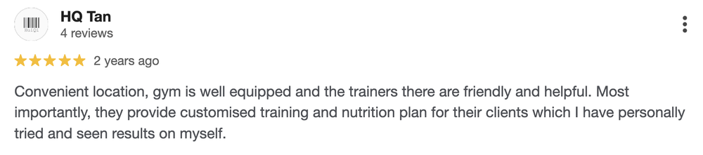 Homeground Tampines personal training testimonial