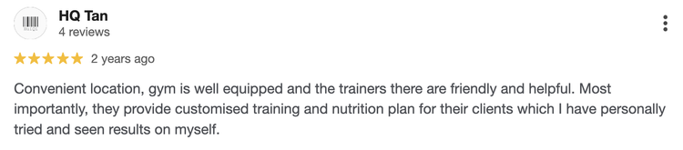 Homeground Tampines personal training testimonial