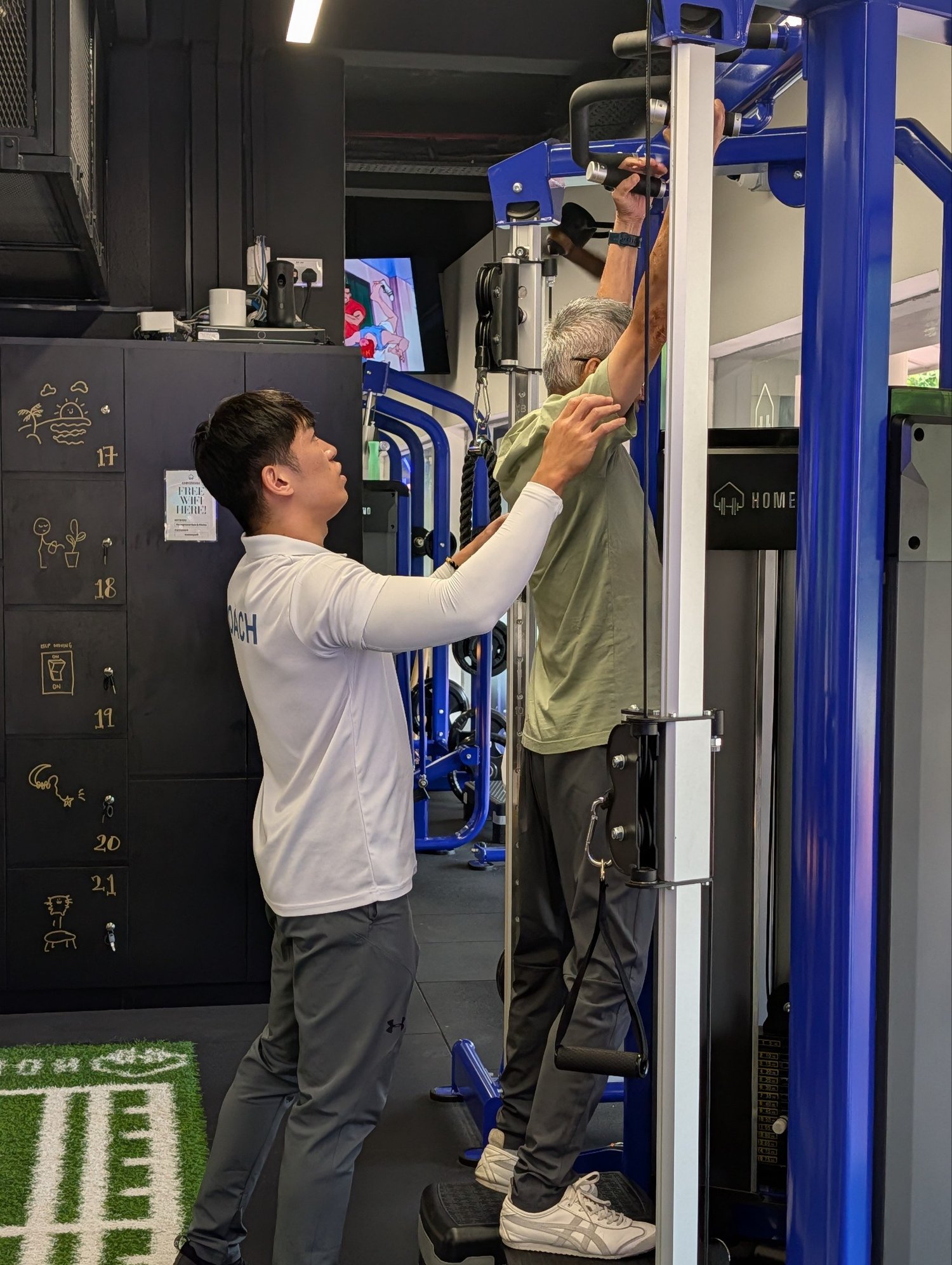 Older adult strength training with guidance at Homeground Gym