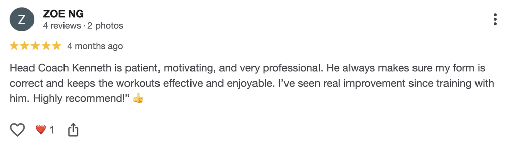 Homeground Gym client testimonial from Zoe