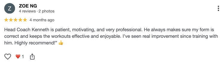 Homeground Gym client testimonial from Zoe