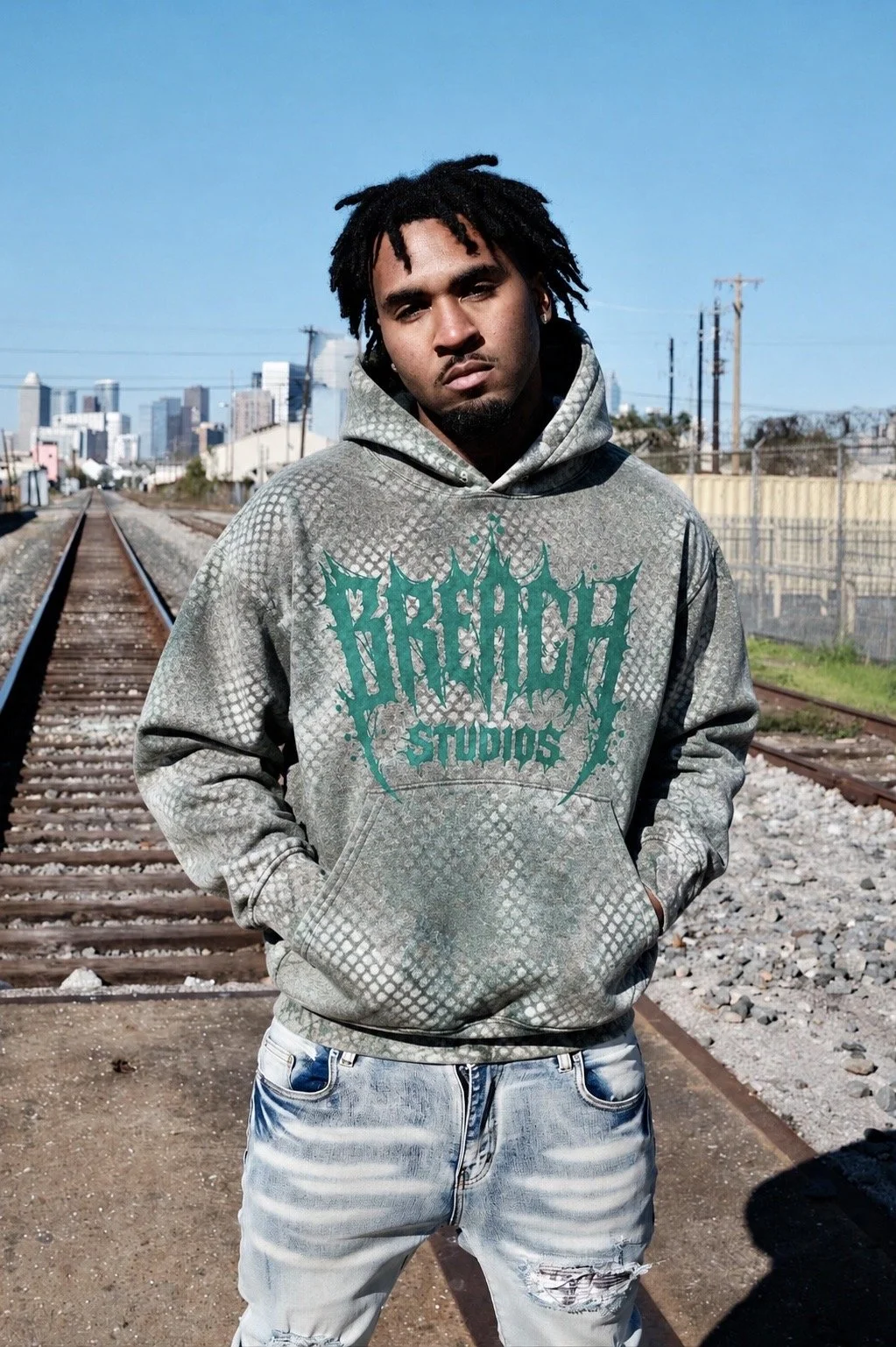 Breach Washed Snake Print Hoodie