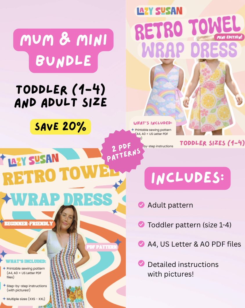 Mum and Mini Retro Towel Wrap Dress Bundle (Toddler Sizes 1-4) - Save 20%