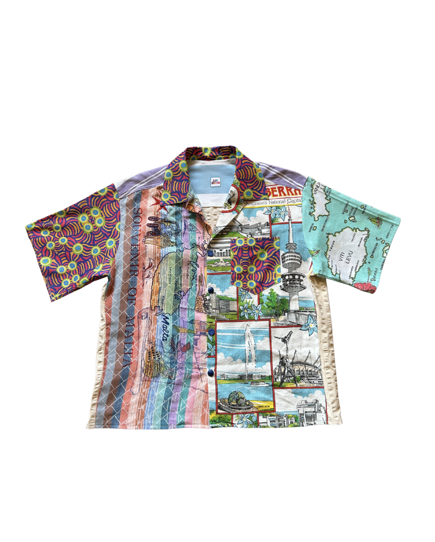 Vintage Tea Towel Button Up