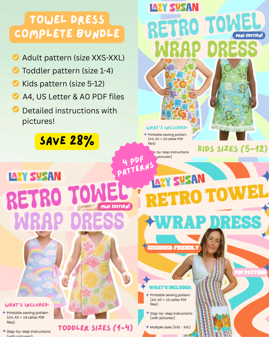 The Complete Retro Towel Dress Pattern Collection - Save 28%