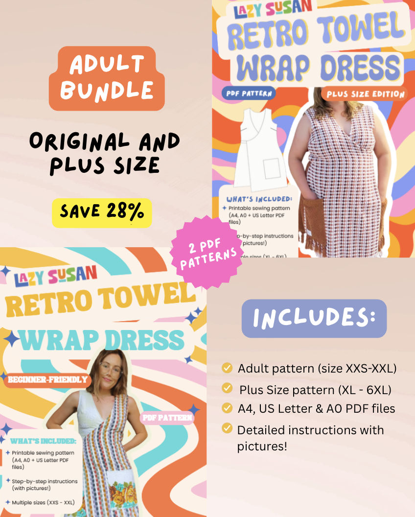 Retro Towel Wrap Dress Bundle - Original and Plus Size - Save 28%