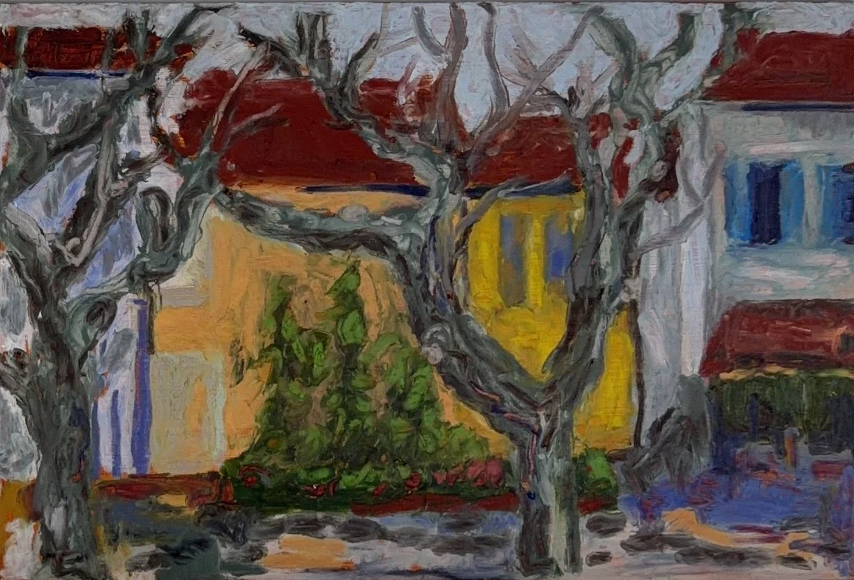across the market square, Vence, (panel 2 of 2)