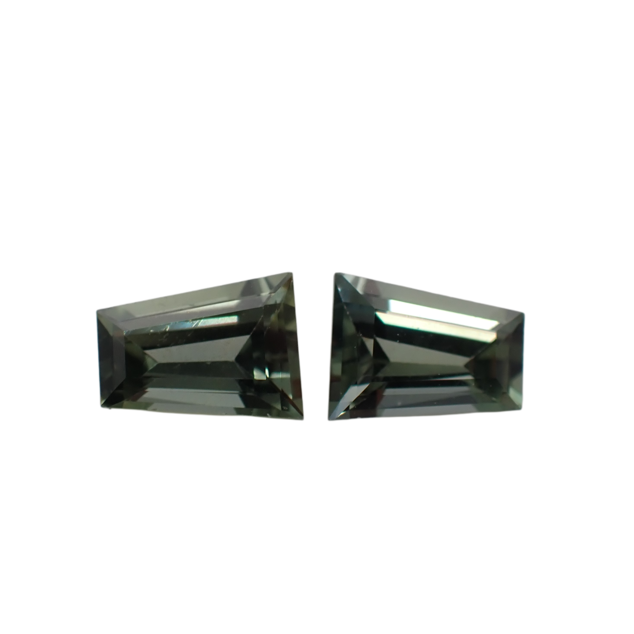 Sri Lankan Teal Sapphire Tapered Baguette Pair