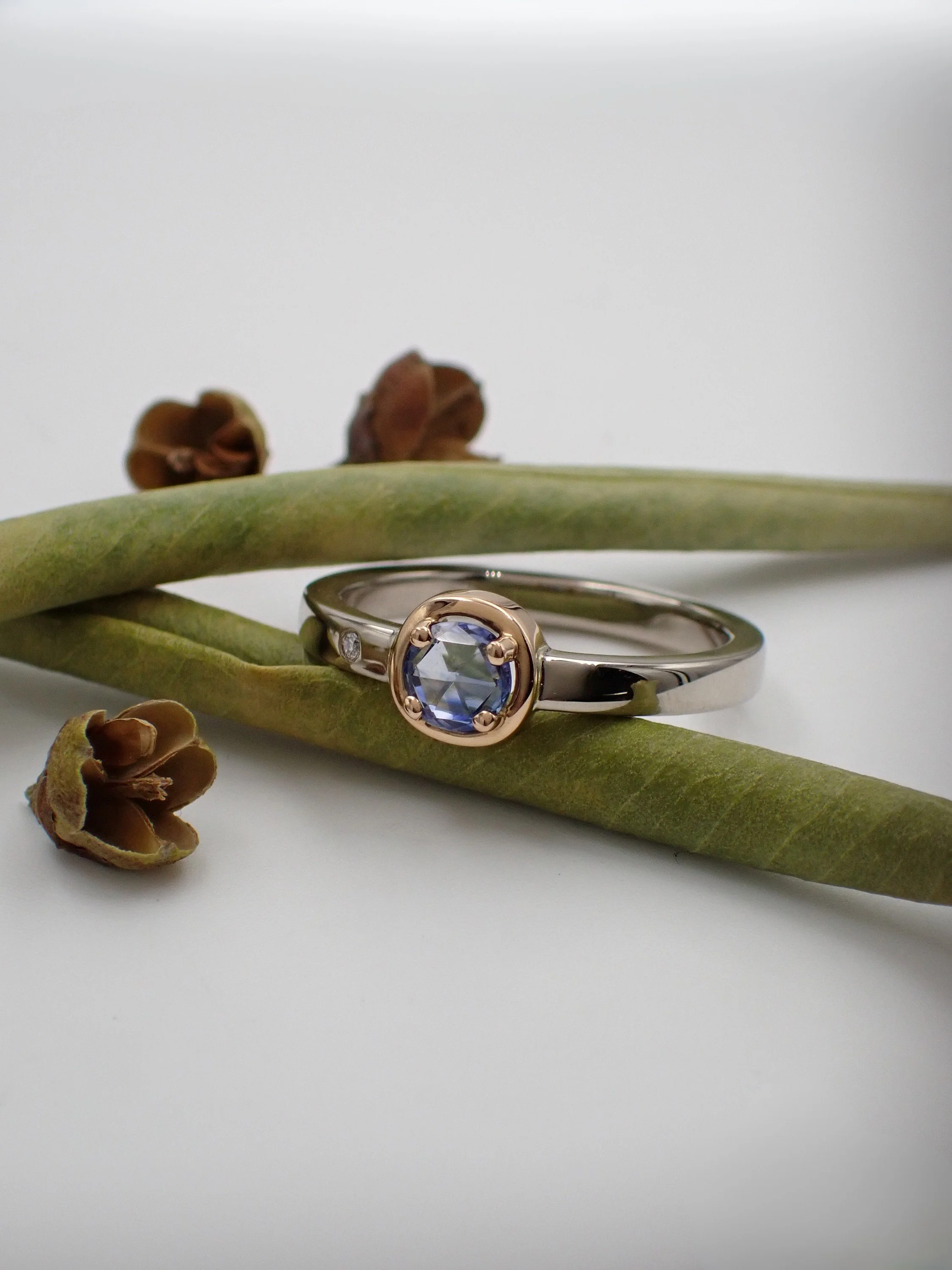 Sapphire and Diamond Ring - Double Rose Cut