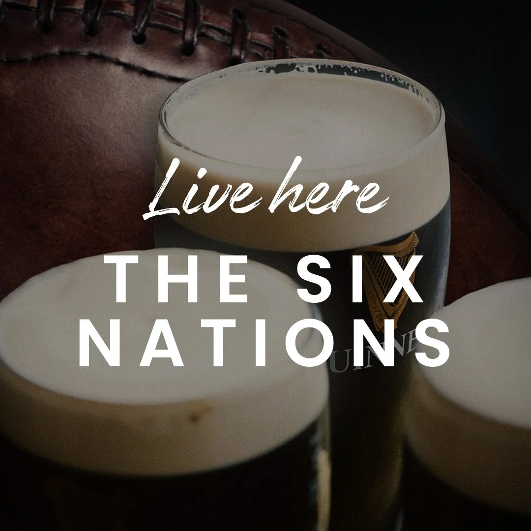 An image of pints of Guinness and a rugby ball for the Six Nations at The Ship in Upavon.