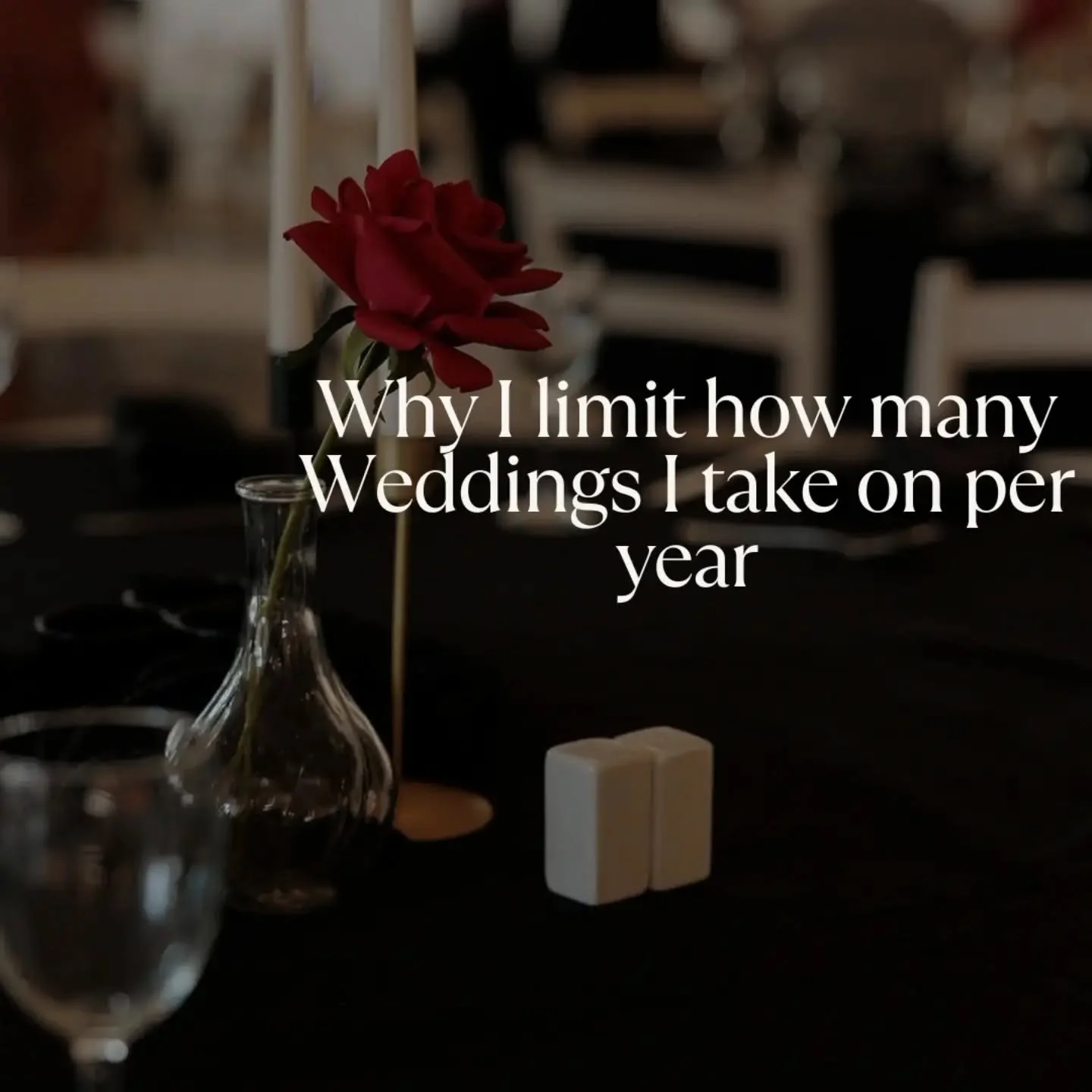 One thing many people don&rsquo;t realise is that I intentionally limit how many weddings I take each year

Not because I don&rsquo;t love what I do &mdash; because I truly do.
But every couple deserves my full attention, energy &amp; care throughout