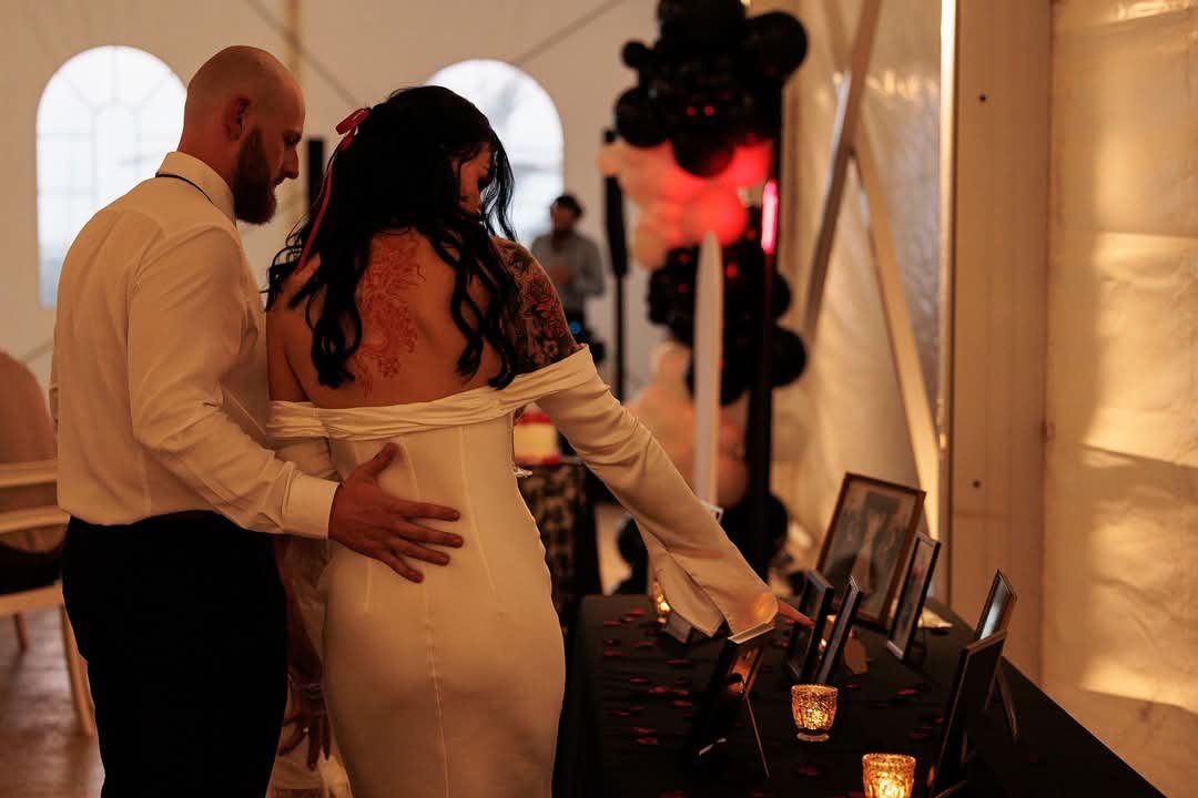 Honouring those who are forever in our hearts. 🌹

Abbey &amp; Jared chose to include a beautiful memorial table at their reception, adorned with framed photographs and scattered rose petals. It was a touching, elegant way to ensure their loved ones 