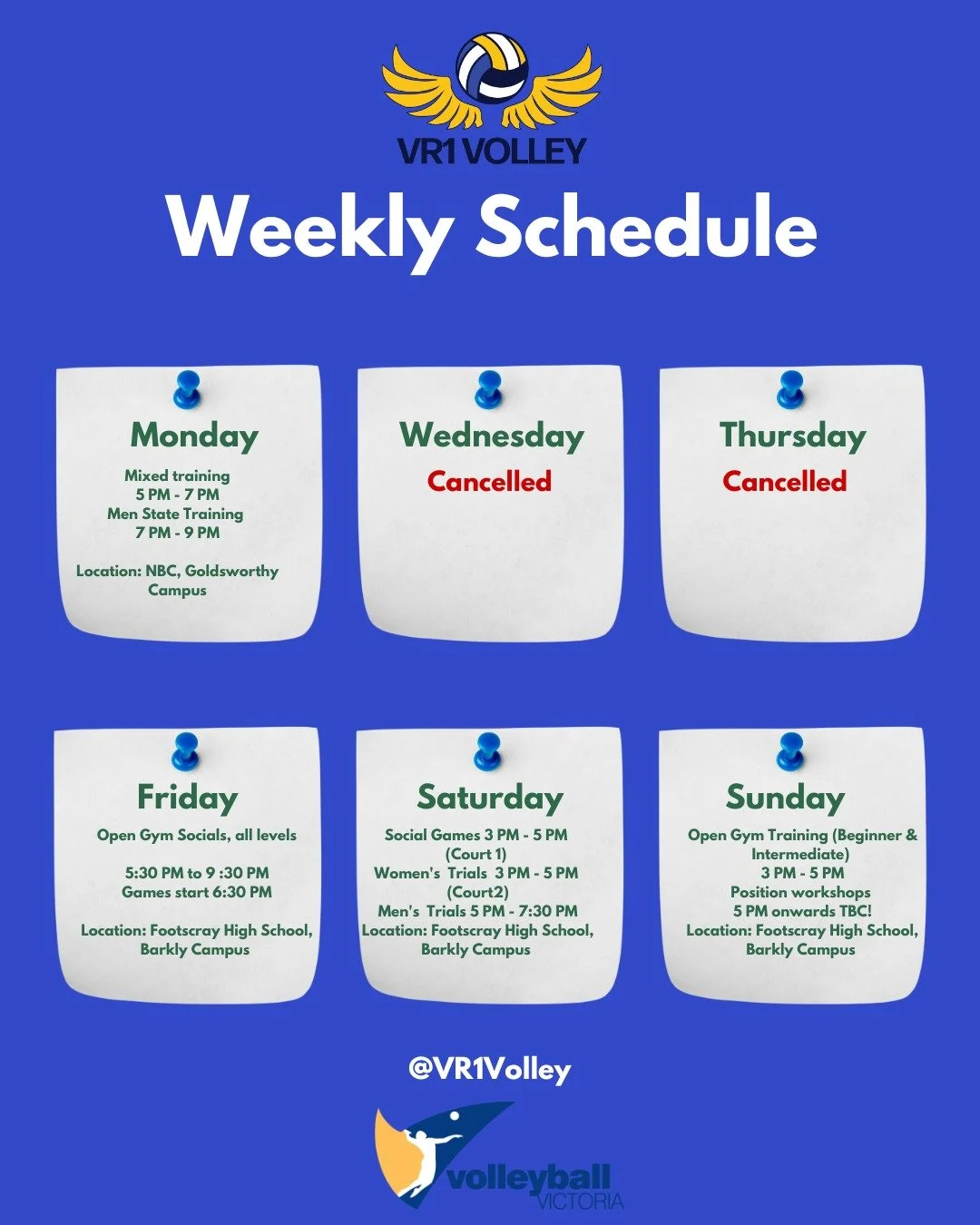 Next Week Schedule!
Come join our sessions at Northern Bay College &ndash; Goldsworthy Campus &amp; Footscray High School &ndash; Barkly Campus!
Whether you&rsquo;re sharpening your skills or just starting out, our programs are perfect for all levels