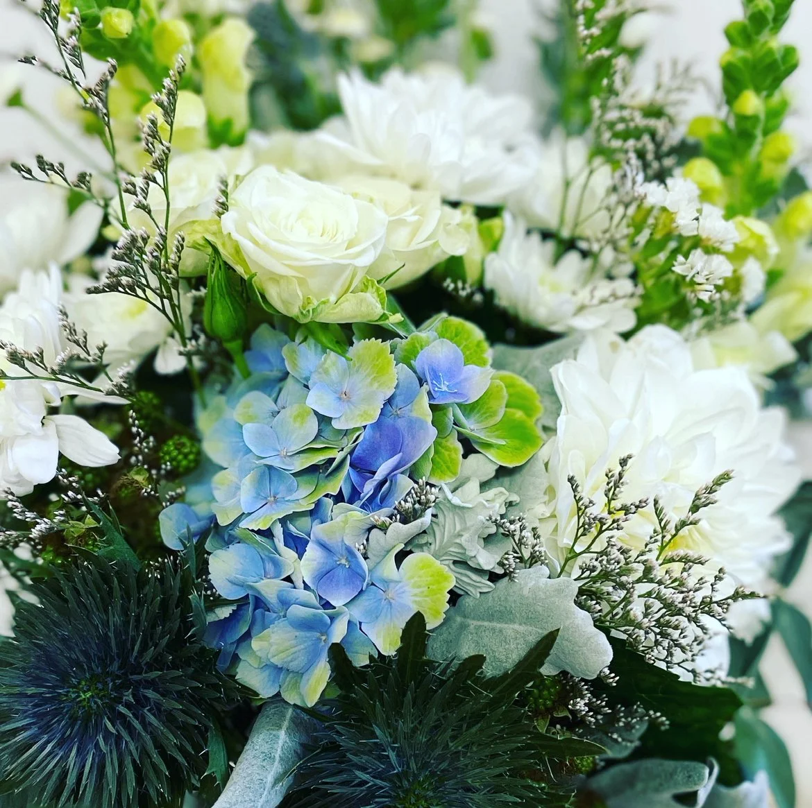 Baby Bloom Basket — soft pastel new baby flowers in gift basket by Posies en Pointe, Adelaide florist