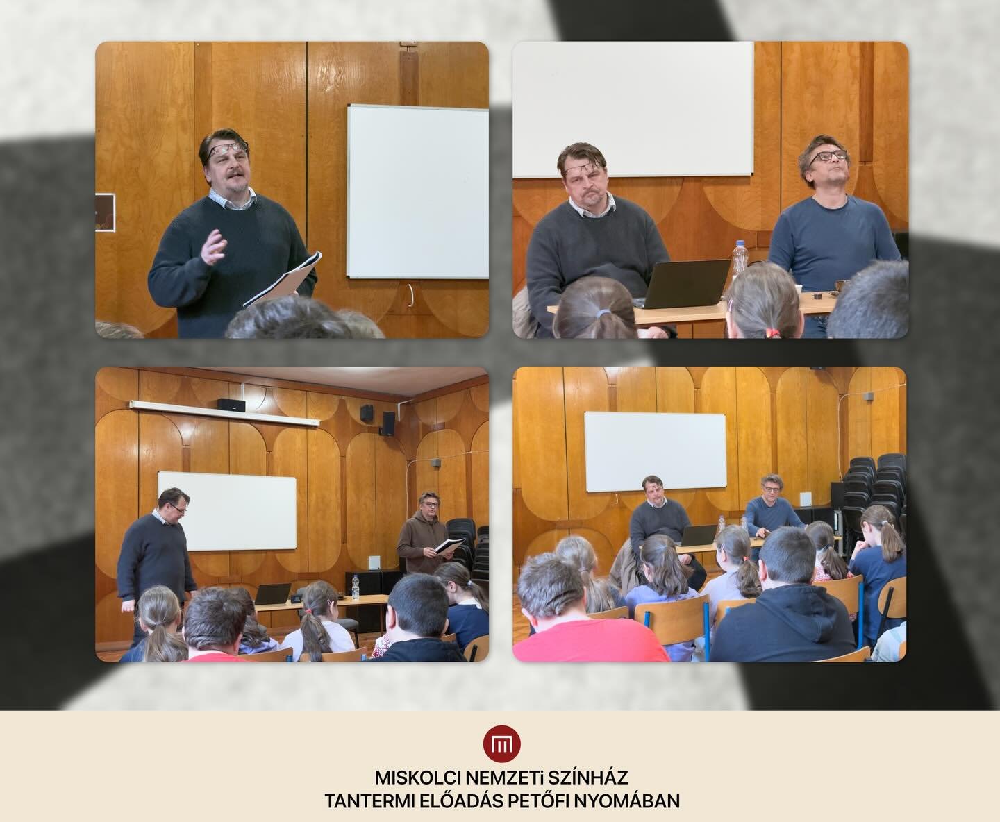 2025.12.09-&eacute;n a Miskolci Nemzeti Sz&iacute;nh&aacute;z k&eacute;t műv&eacute;sze, Fandl Ferenc &eacute;s Hars&aacute;nyi Attila &uacute;jra ell&aacute;togatott iskol&aacute;nkba. Mindig nagyon boldogok vagyunk, amikor n&aacute;lunk j&aacute;rn
