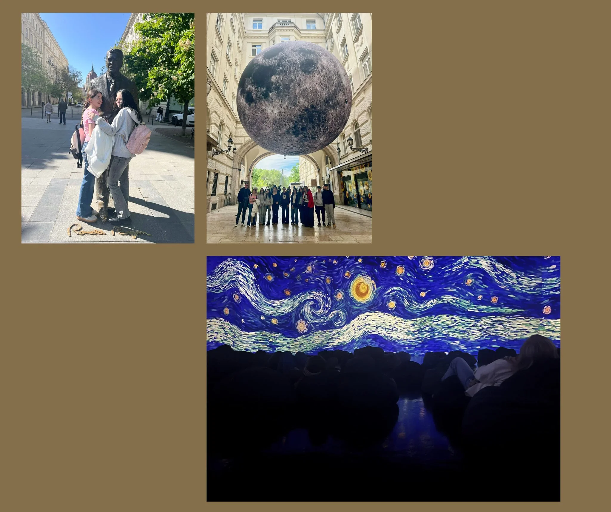 A 7. oszt&aacute;llyal Vincenthall-ban megn&eacute;zt&uuml;k Vincent van Gogh, Frida Kahlo &eacute;s Gustav Klimt immerz&iacute;v ki&aacute;ll&iacute;t&aacute;s&aacute;t. Majd s&eacute;t&aacute;ltunk a belv&aacute;ros t&ouml;rt&eacute;nelmi &eacute;p