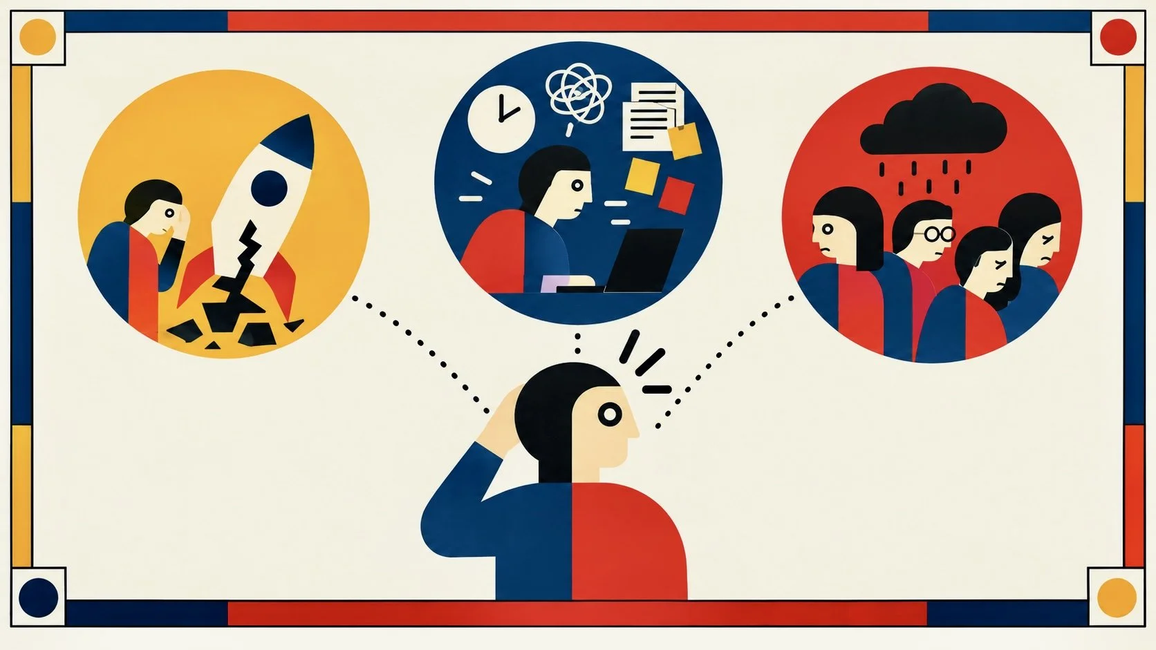What links startup failures, the productivity problem and why is everyone so miserable?