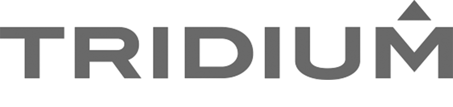 Logo of the word TRIDIUM in gray capital letters with a small upward-pointing triangle above the letter M.