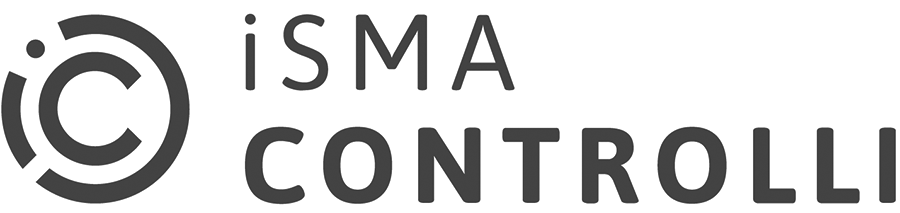 Logo with the text 'ISMA CONTROLLI' and a circular icon to the left.