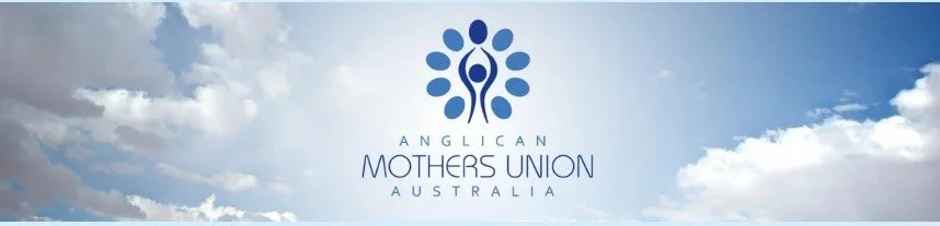 Logo of the Anglican Mothers Union Australia with a cloud-filled sky background.